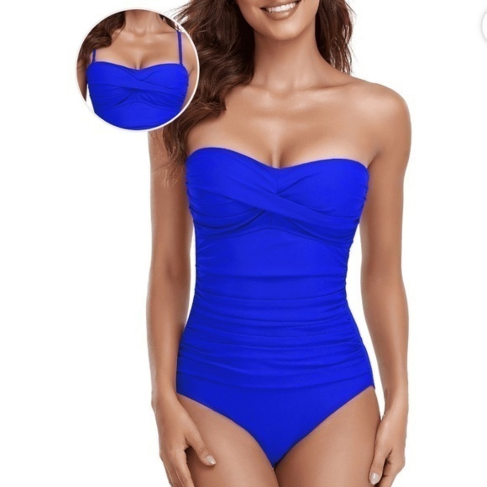 RELLECIGA Women's Swimsuit One Piece Cheeky Bottom Solid Removable Strap
